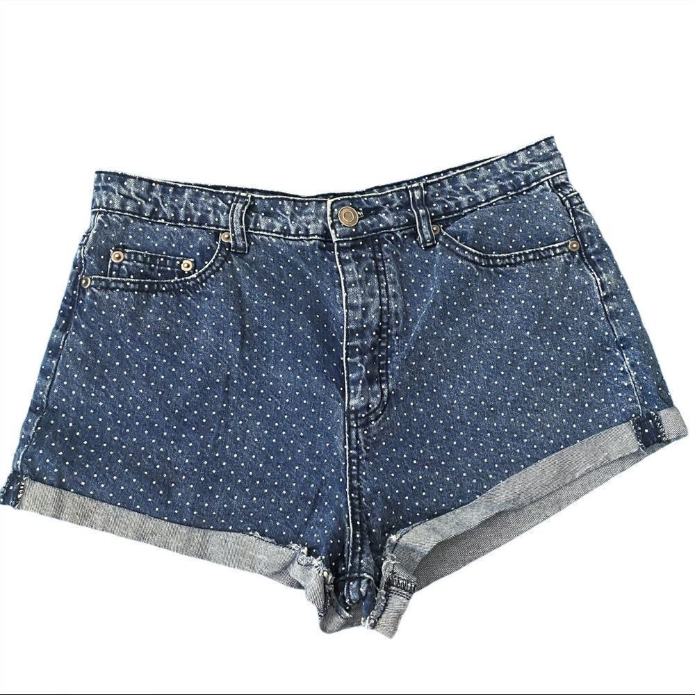 Forever 21 High-Waisted Small Polkadot Denim Shorts Women’s Size29 Vintage Style